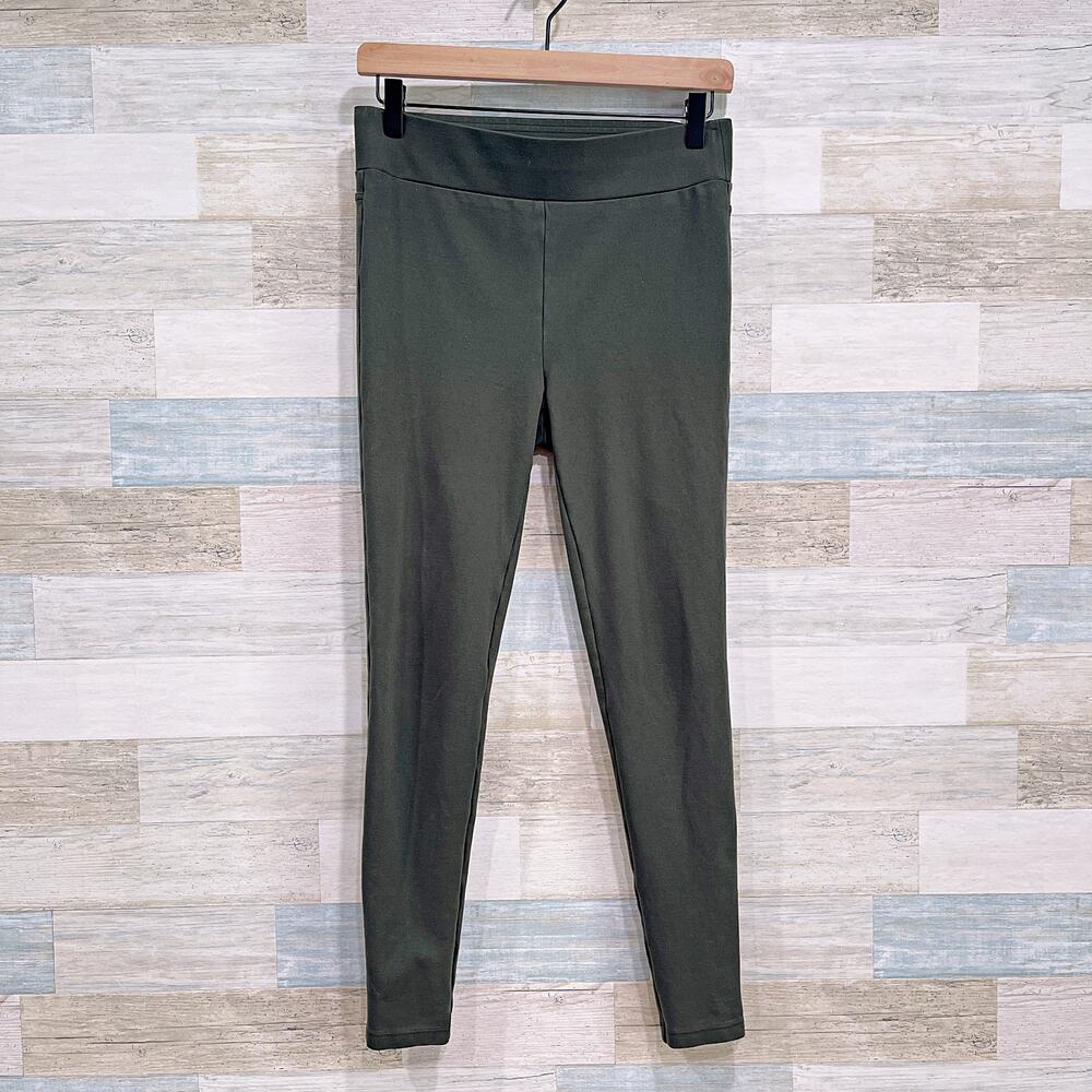 LOFT Seamed Ponte Knit Legging Pants Green Pull On Stretch Casual Womens Small